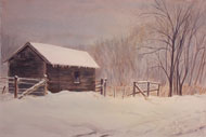 watercolour  Winter on the Farm