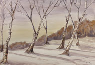 watercolor Winter Birch