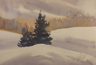 watercolor Snow Hills
